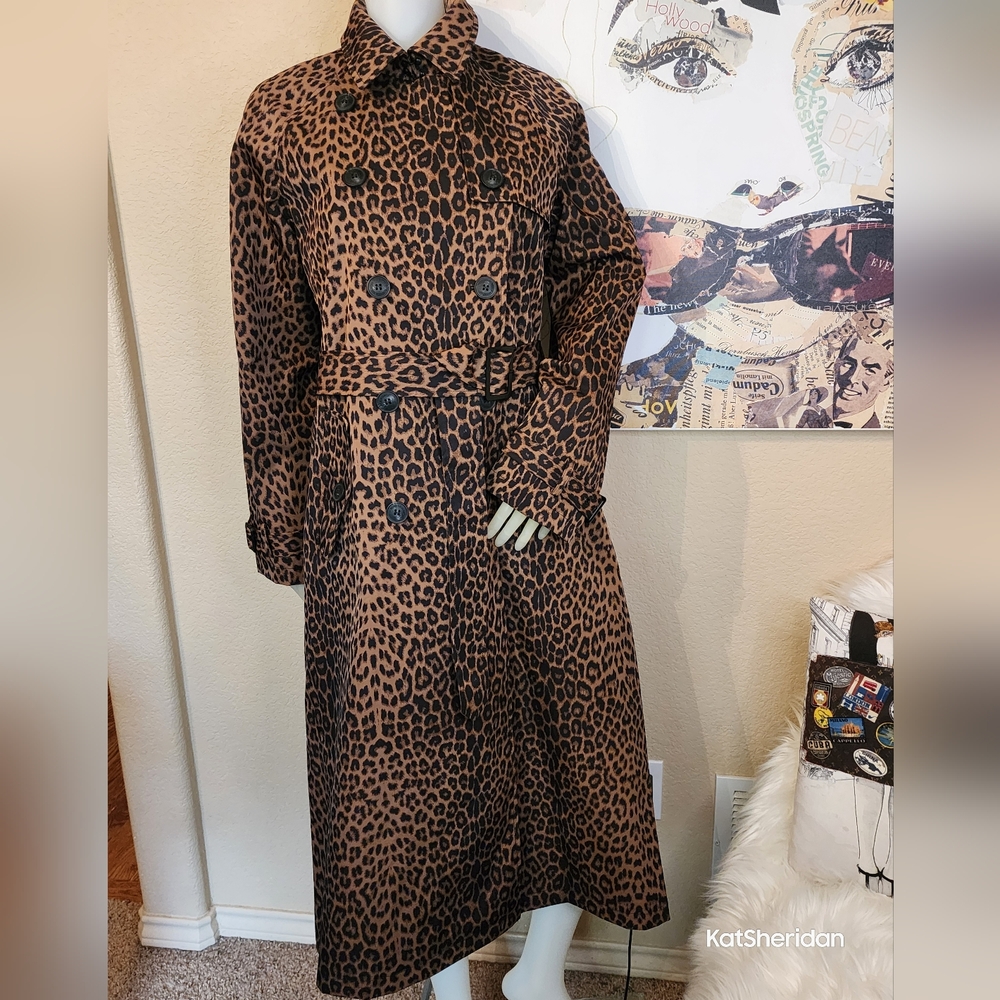 NWT Rebecca Minkoff LEOPARD Animal Print MAXI TRENCH Coat - Picture 5 of 14
